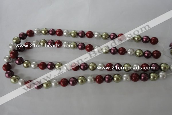 CSB1075 15.5 inches 10mm round mixed color shell pearl beads