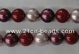 CSB1076 15.5 inches 10mm round mixed color shell pearl beads