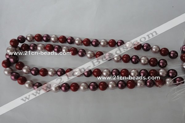 CSB1076 15.5 inches 10mm round mixed color shell pearl beads