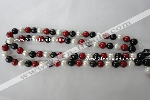 CSB1077 15.5 inches 10mm round mixed color shell pearl beads