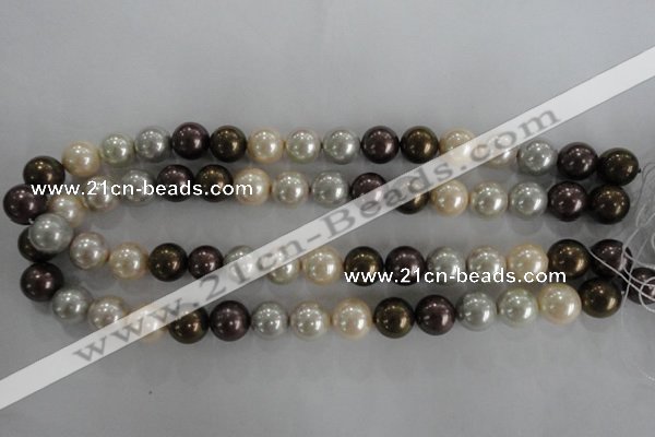 CSB1083 15.5 inches 12mm round mixed color shell pearl beads