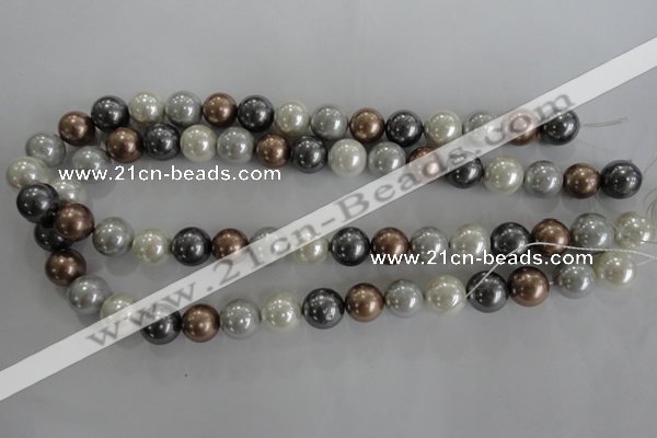 CSB1084 15.5 inches 12mm round mixed color shell pearl beads