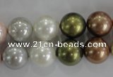 CSB1085 15.5 inches 12mm round mixed color shell pearl beads