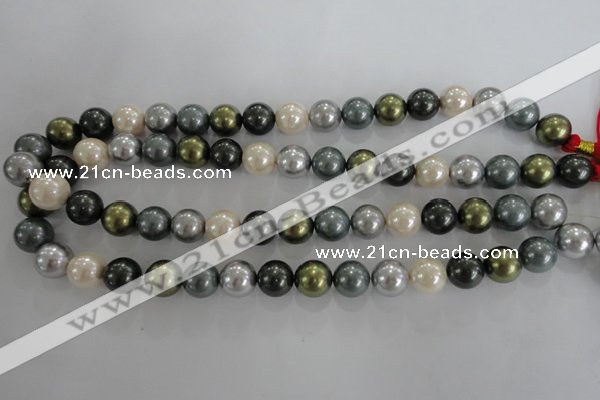 CSB1086 15.5 inches 12mm round mixed color shell pearl beads