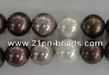 CSB1087 15.5 inches 12mm round mixed color shell pearl beads