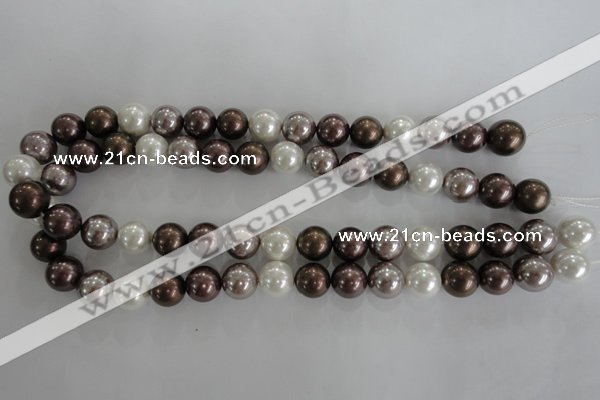 CSB1087 15.5 inches 12mm round mixed color shell pearl beads