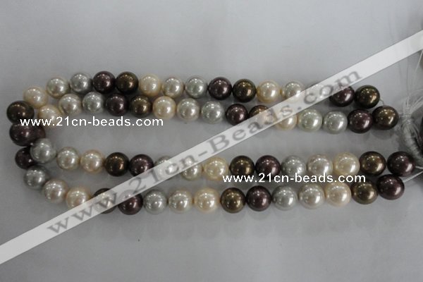 CSB1088 15.5 inches 12mm round mixed color shell pearl beads