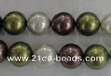 CSB1089 15.5 inches 12mm round mixed color shell pearl beads