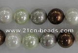 CSB1090 15.5 inches 12mm round mixed color shell pearl beads