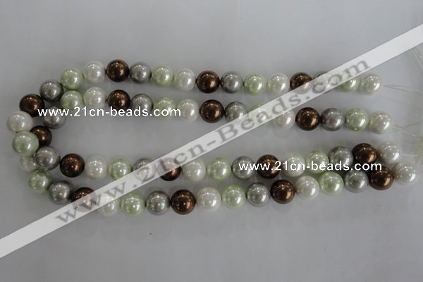 CSB1090 15.5 inches 12mm round mixed color shell pearl beads