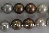 CSB1091 15.5 inches 12mm round mixed color shell pearl beads