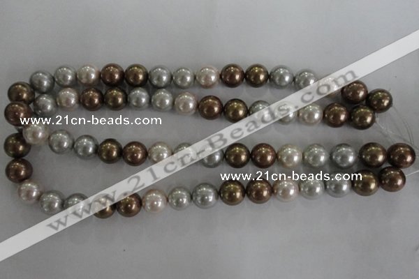 CSB1091 15.5 inches 12mm round mixed color shell pearl beads