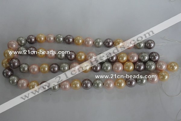 CSB1093 15.5 inches 12mm round mixed color shell pearl beads