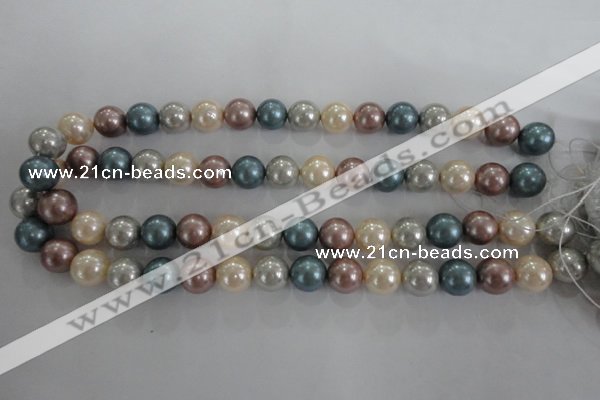 CSB1094 15.5 inches 12mm round mixed color shell pearl beads