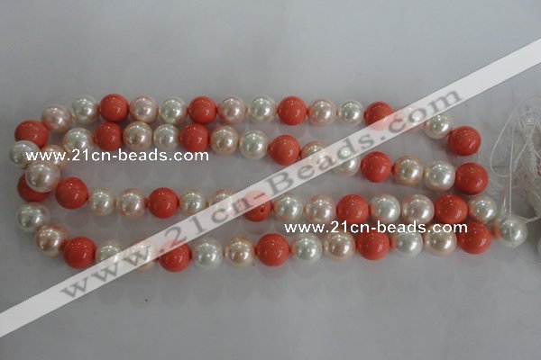 CSB1096 15.5 inches 12mm round mixed color shell pearl beads