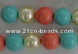 CSB1097 15.5 inches 12mm round mixed color shell pearl beads