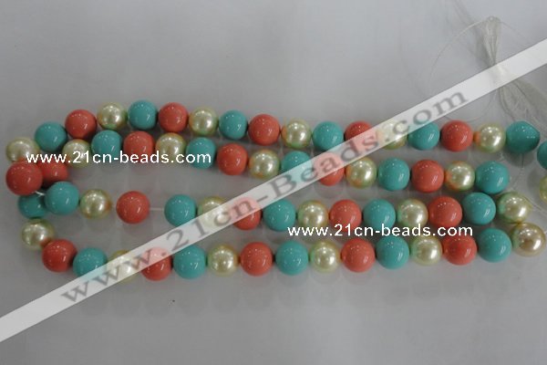 CSB1097 15.5 inches 12mm round mixed color shell pearl beads