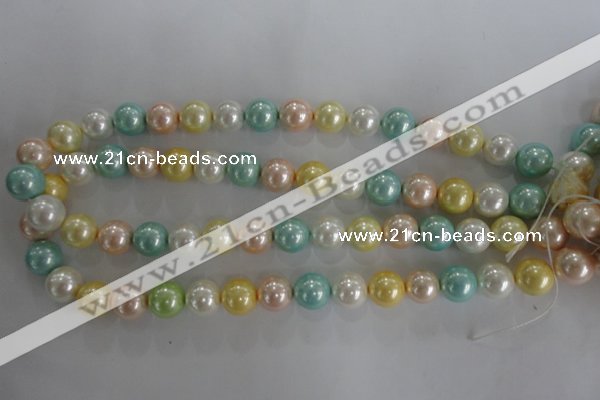 CSB1098 15.5 inches 12mm round mixed color shell pearl beads