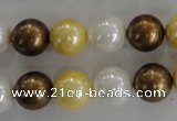 CSB1099 15.5 inches 12mm round mixed color shell pearl beads