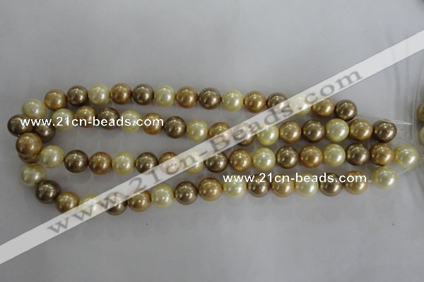 CSB1100 15.5 inches 12mm round mixed color shell pearl beads