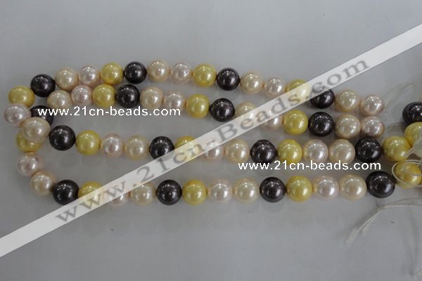 CSB1101 15.5 inches 12mm round mixed color shell pearl beads