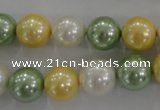 CSB1102 15.5 inches 12mm round mixed color shell pearl beads