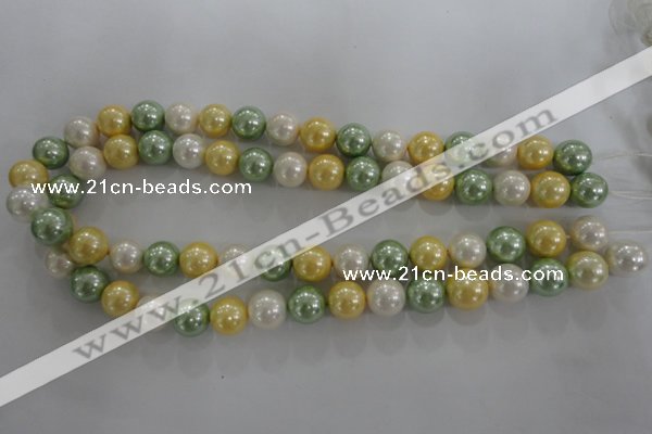 CSB1102 15.5 inches 12mm round mixed color shell pearl beads