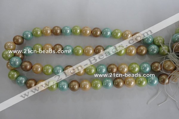 CSB1103 15.5 inches 12mm round mixed color shell pearl beads