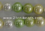 CSB1104 15.5 inches 12mm round mixed color shell pearl beads