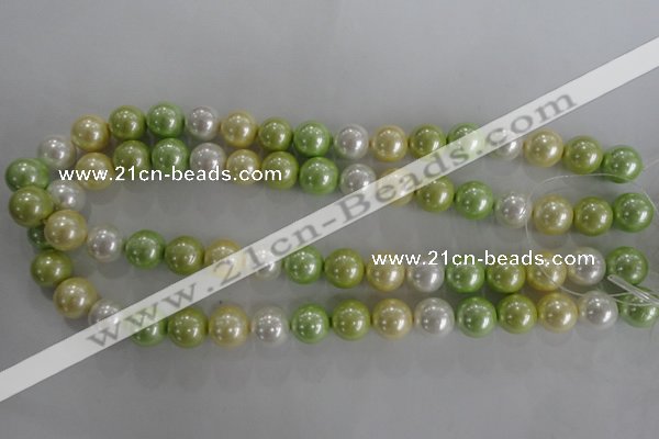 CSB1104 15.5 inches 12mm round mixed color shell pearl beads