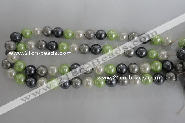 CSB1105 15.5 inches 12mm round mixed color shell pearl beads