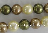 CSB1106 15.5 inches 12mm round mixed color shell pearl beads