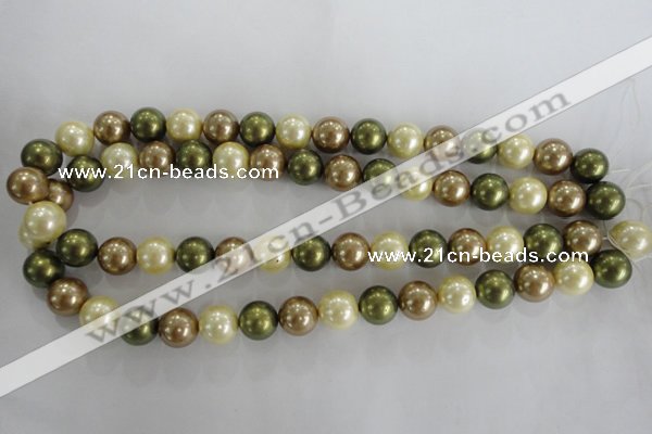 CSB1106 15.5 inches 12mm round mixed color shell pearl beads