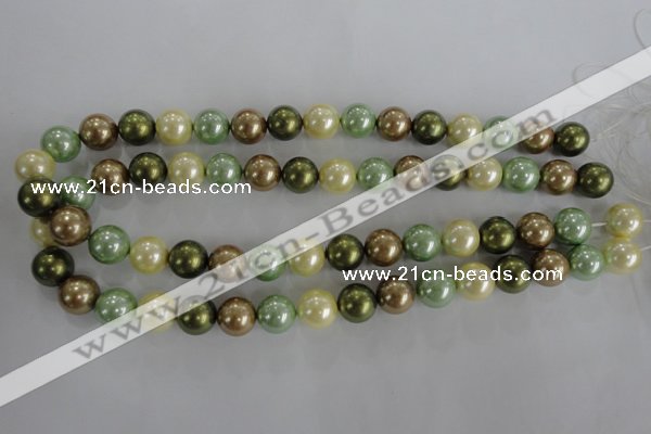 CSB1107 15.5 inches 12mm round mixed color shell pearl beads