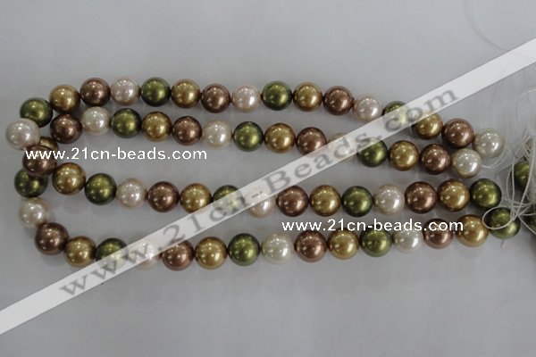 CSB1108 15.5 inches 12mm round mixed color shell pearl beads