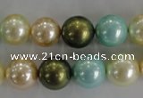 CSB1110 15.5 inches 12mm round mixed color shell pearl beads