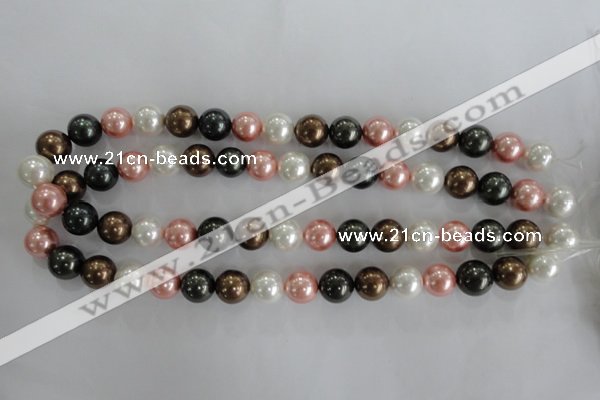 CSB1111 15.5 inches 12mm round mixed color shell pearl beads