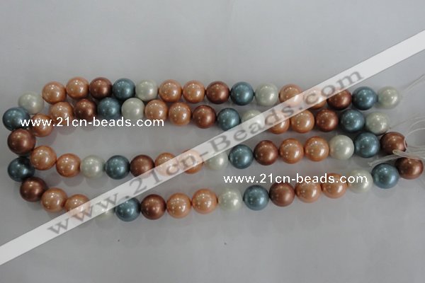 CSB1112 15.5 inches 12mm round mixed color shell pearl beads