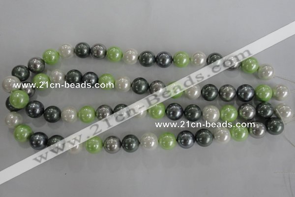 CSB1113 15.5 inches 12mm round mixed color shell pearl beads