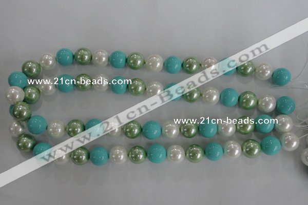 CSB1114 15.5 inches 12mm round mixed color shell pearl beads