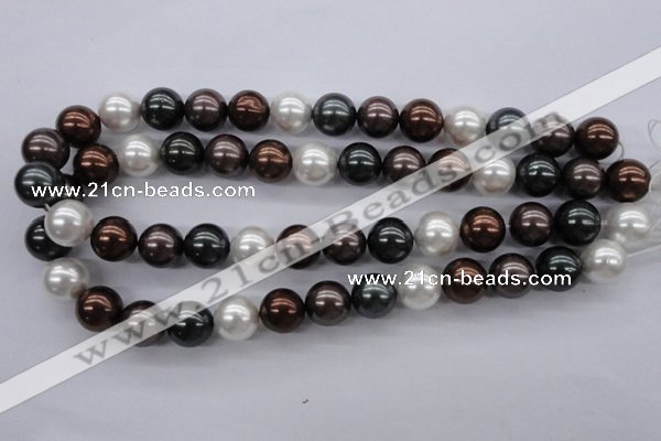 CSB1120 15.5 inches 14mm round mixed color shell pearl beads