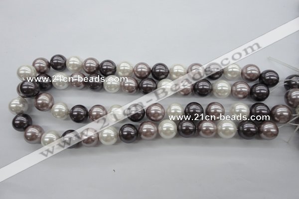 CSB1123 15.5 inches 14mm round mixed color shell pearl beads