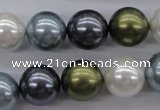 CSB1124 15.5 inches 14mm round mixed color shell pearl beads