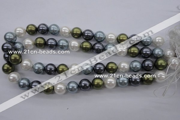 CSB1124 15.5 inches 14mm round mixed color shell pearl beads