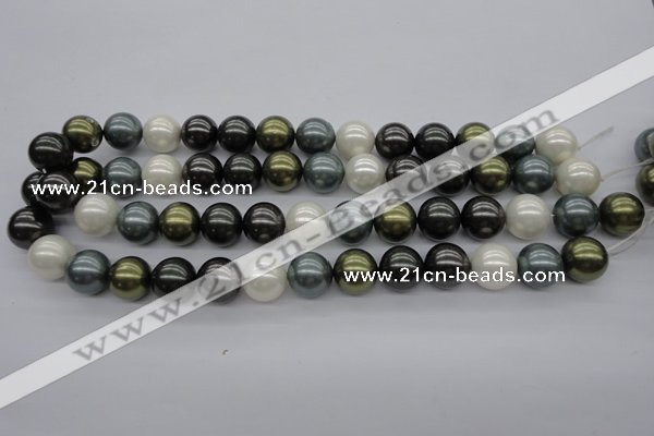 CSB1125 15.5 inches 14mm round mixed color shell pearl beads