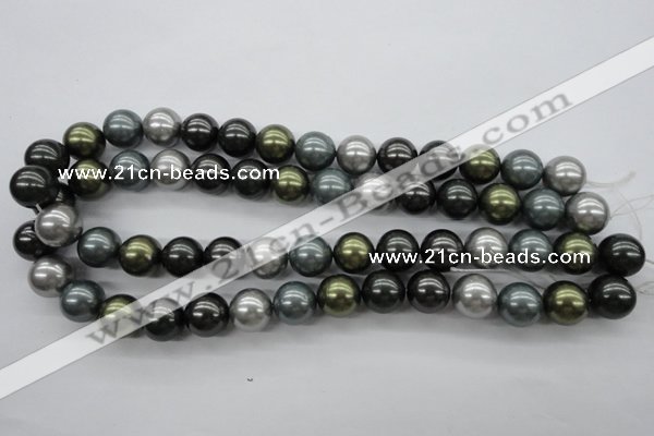 CSB1126 15.5 inches 14mm round mixed color shell pearl beads