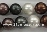 CSB1127 15.5 inches 14mm round mixed color shell pearl beads