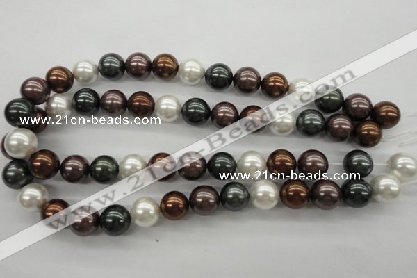 CSB1127 15.5 inches 14mm round mixed color shell pearl beads