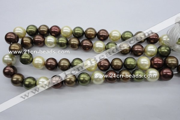 CSB1128 15.5 inches 14mm round mixed color shell pearl beads