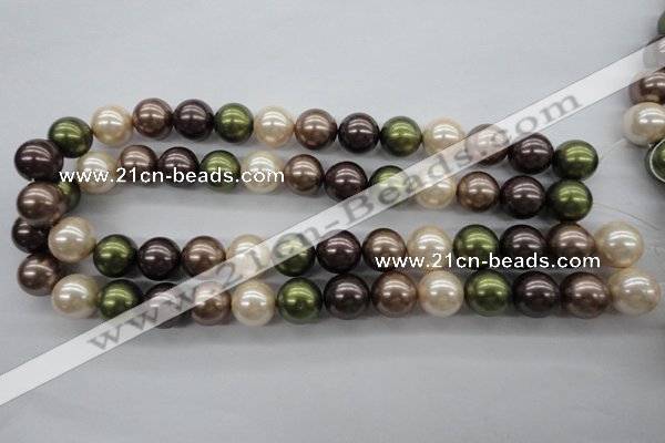 CSB1129 15.5 inches 14mm round mixed color shell pearl beads